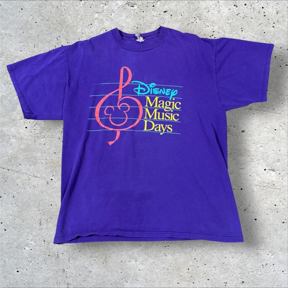 Vintage 90s Disney Designs Magic Music Days Shirt XL Made In USA Purple